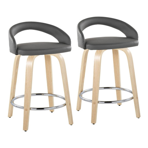 Grotto - Upholstered Fixed-Height Counter Stool With Natural Wood Base (Set of 2)