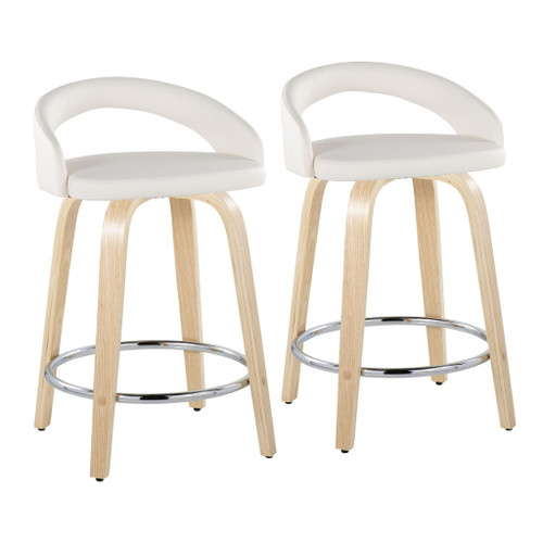 Grotto - Upholstered Fixed-Height Counter Stool With Natural Wood Base (Set of 2)