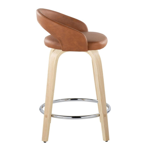 Grotto - Upholstered Fixed-Height Counter Stool With Natural Wood Base (Set of 2)