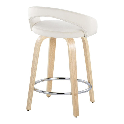 Grotto - Upholstered Fixed-Height Counter Stool With Natural Wood Base (Set of 2)