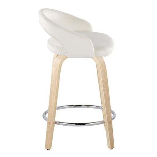 Grotto - Upholstered Fixed-Height Counter Stool With Natural Wood Base (Set of 2)