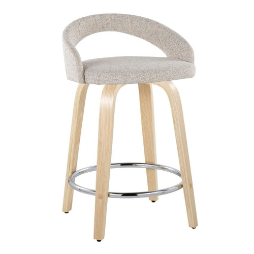 Grotto - Upholstered Fixed-Height Counter Stool With Natural Wood Base (Set of 2)