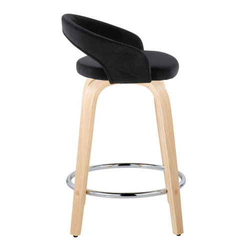 Grotto - Upholstered Fixed-Height Counter Stool With Natural Wood Base (Set of 2)