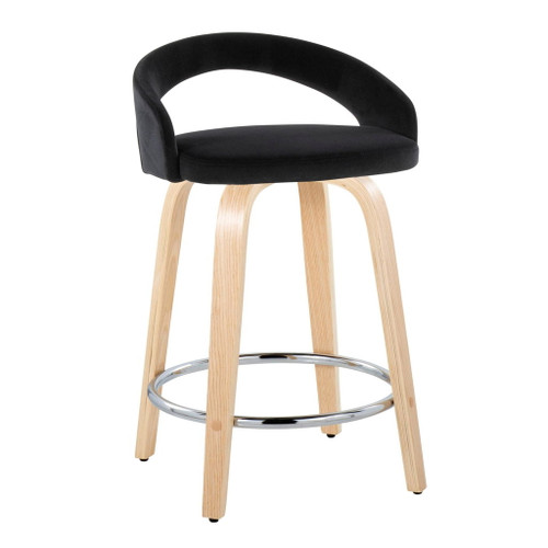 Grotto - Upholstered Fixed-Height Counter Stool With Natural Wood Base (Set of 2)