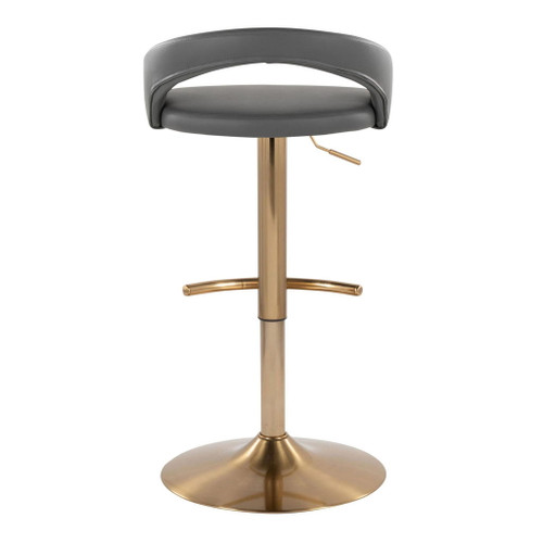 Grotto - Upholstered Adjustable Barstool - Gold Metal Base