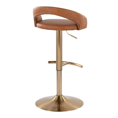 Grotto - Upholstered Adjustable Barstool - Gold Metal Base