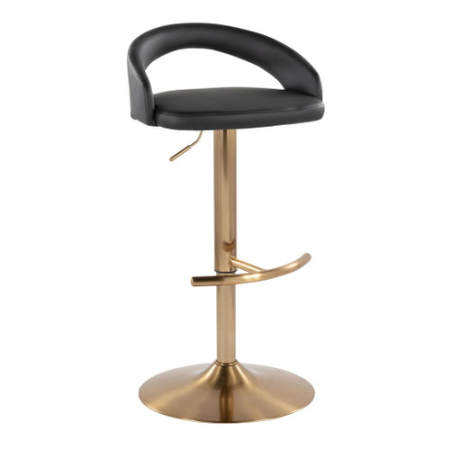 Grotto - Upholstered Adjustable Barstool - Gold Metal Base