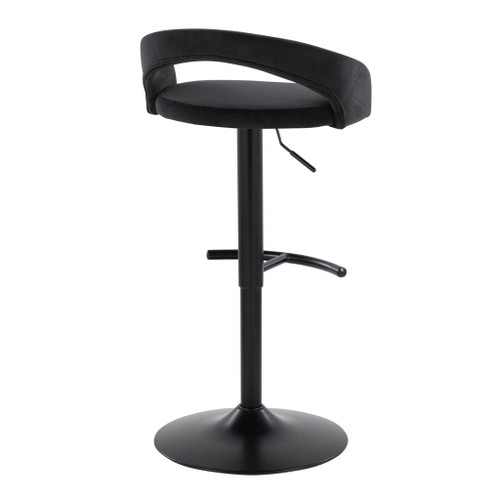 Grotto - Upholstered Adjustable Barstool - Black Metal Base
