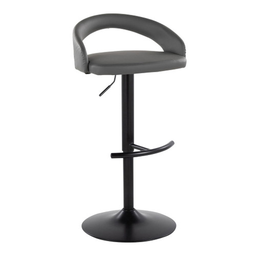 Grotto - Upholstered Adjustable Barstool - Black Metal Base