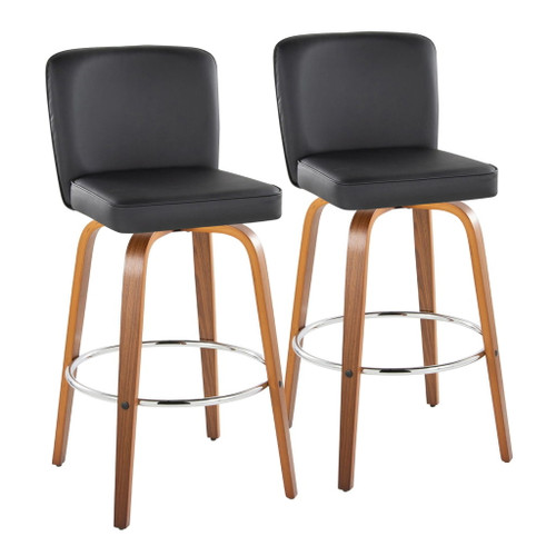 Henry - Fixed-Height XL Barstool (Set of 2) - Walnut Wood