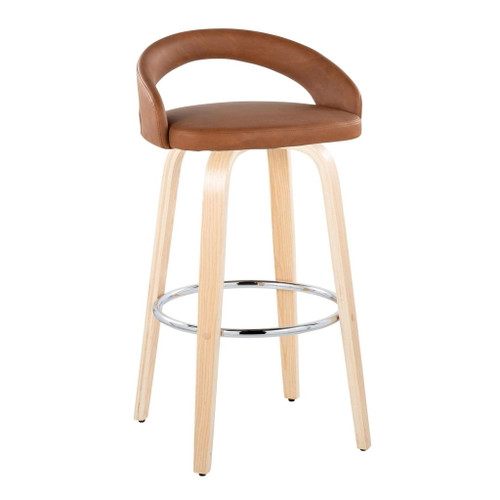 Grotto - 30" Upholstered Fixed-Height Barstool (Set of 2) - Natural Wood