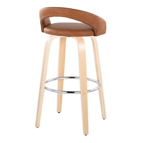 Grotto - 30" Upholstered Fixed-Height Barstool (Set of 2) - Natural Wood