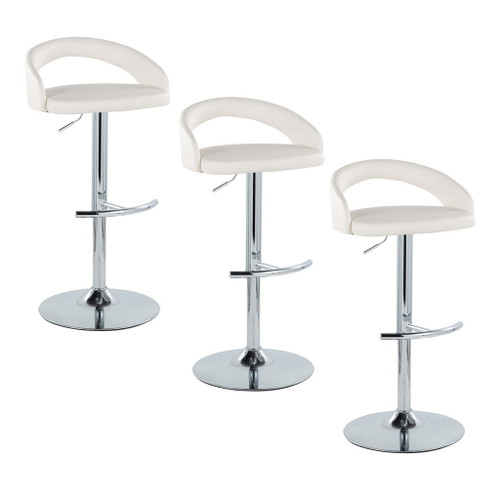 Grotto - Upholstered Adjustable Barstool - Chrome Metal Base