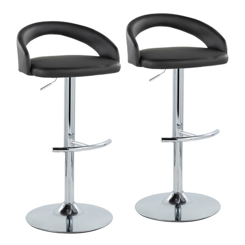 Grotto - Upholstered Adjustable Barstool - Chrome Metal Base