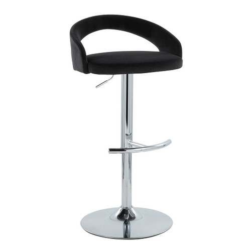 Grotto - Upholstered Adjustable Barstool - Chrome Metal Base