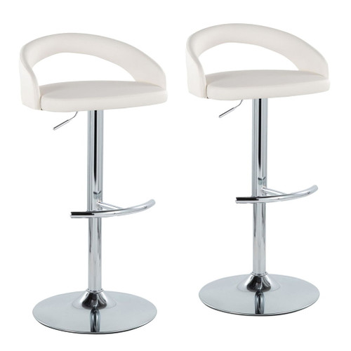 Grotto - Upholstered Adjustable Barstool - Chrome Metal Base