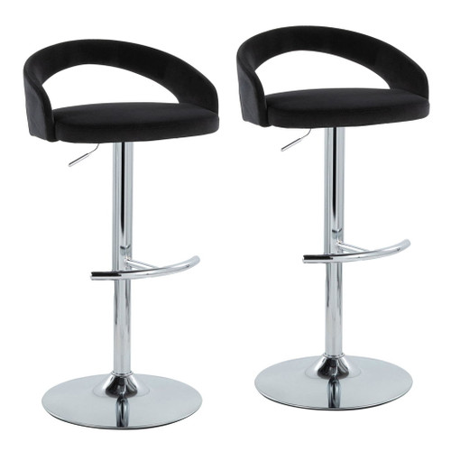 Grotto - Upholstered Adjustable Barstool - Chrome Metal Base