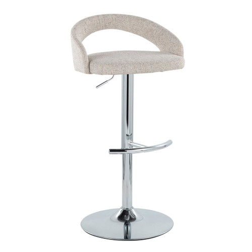 Grotto - Upholstered Adjustable Barstool - Chrome Metal Base