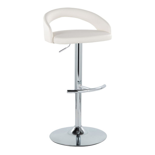 Grotto - Upholstered Adjustable Barstool - Chrome Metal Base