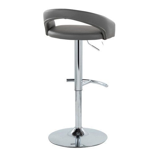 Grotto - Upholstered Adjustable Barstool - Chrome Metal Base
