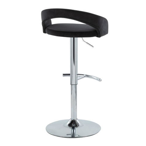 Grotto - Upholstered Adjustable Barstool - Chrome Metal Base