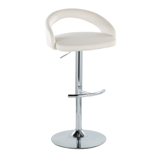 Grotto - Upholstered Adjustable Barstool - Chrome Metal Base