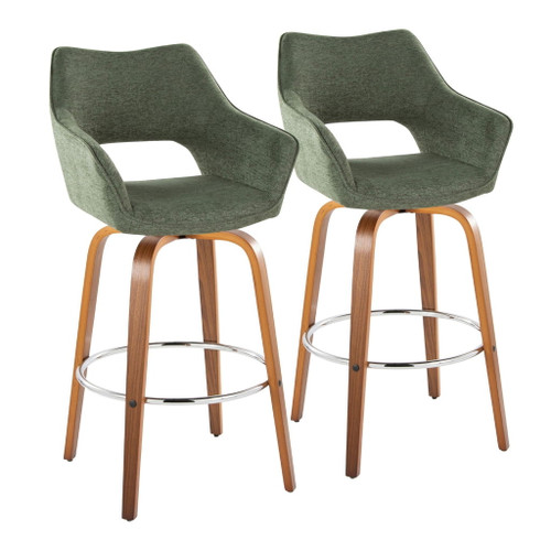Mustang - Fixed-Height XL Barstool (Set of 2) - Walnut Wood