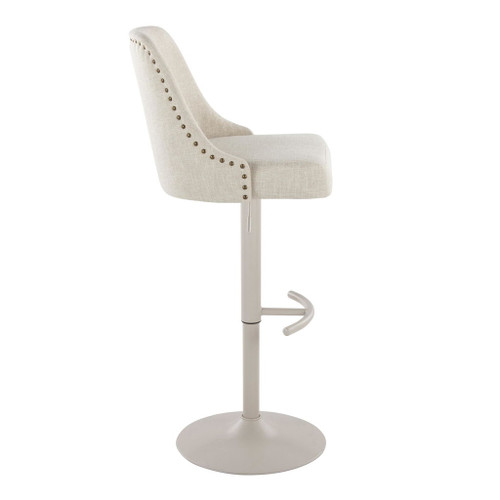 Studded - Marcel Adjustable Barstool (Set of 2) - Pearl Gray Metal