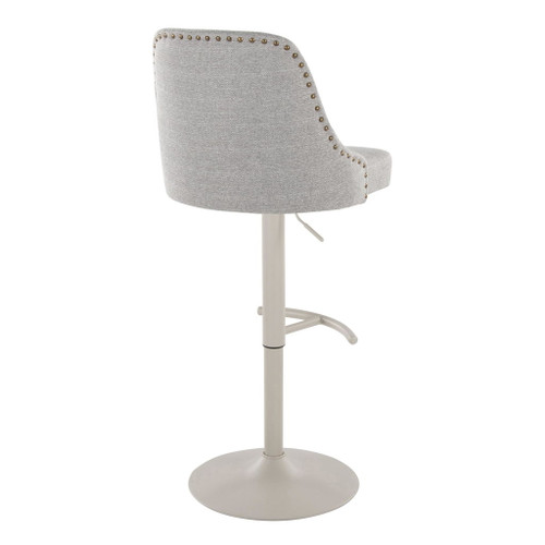 Studded - Marcel Adjustable Barstool (Set of 2) - Pearl Gray Metal