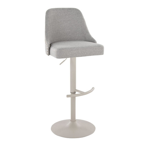 Studded - Marcel Adjustable Barstool (Set of 2) - Pearl Gray Metal
