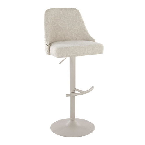 Studded - Marcel Adjustable Barstool (Set of 2) - Pearl Gray Metal