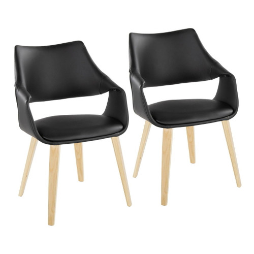 Curvo - High Back Upholstered Chair (Set of 2) - Natural Wood Legs
