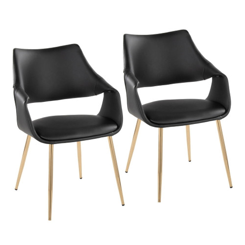 Curvo - High Back Upholstered Chair (Set of 2) - Gold Metal Legs
