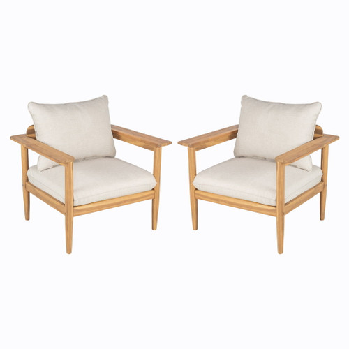 Terassi - Outdoor Lounge Chair (Set of 2) With Cushions - Beige / Light Teak
