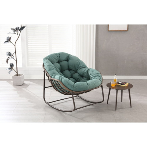 Indoor / Outdoor Oversized Wicker Egg Rocker Chair - Light Green