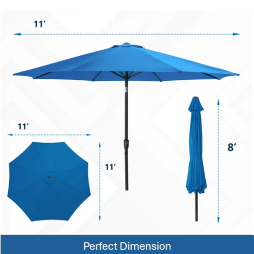 Patio Umbrella With Crank Lift And Tilt, UV-Resistant Canopy