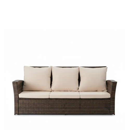 All-Weather Wicker 3 Seat Patio Sofa With Thick Cushions