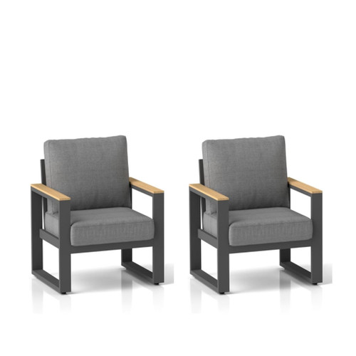 All-Weather Patio Armchairs With Thick Cushions (Set of 2)