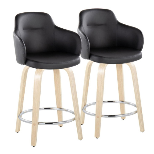 Boyne - 24" Fixed-Height Faux Leather Counter Stool (Set of 2) - Black