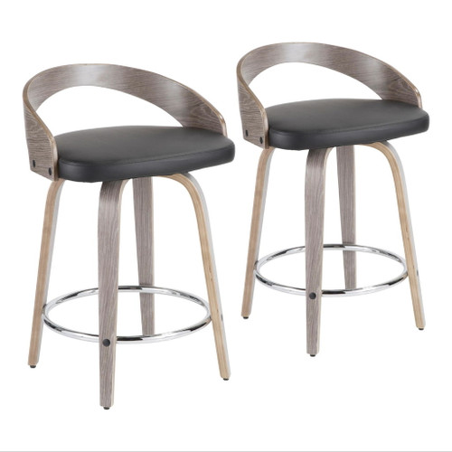 Grotto - 24" Fixed-Height Counter Stool (Set of 2) - Gray And Black