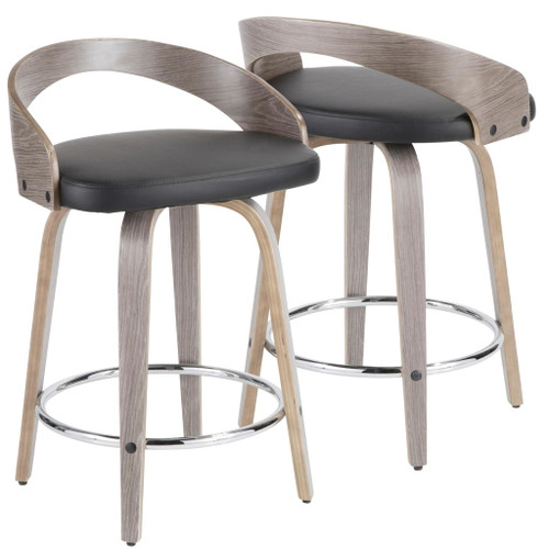 Grotto - 24" Fixed-Height Counter Stool (Set of 2) - Gray And Black