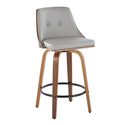 Gianna - 26" Fixed-Height Counter Stool (Set of 2) - Gray And Walnut