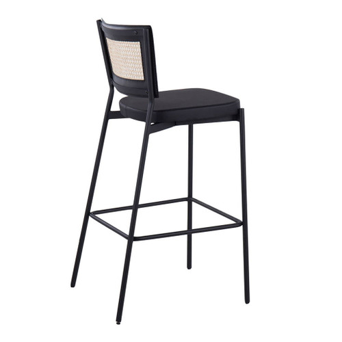 Rattan Tania - 29" Fixed-Height Barstool (Set of 2) - Black