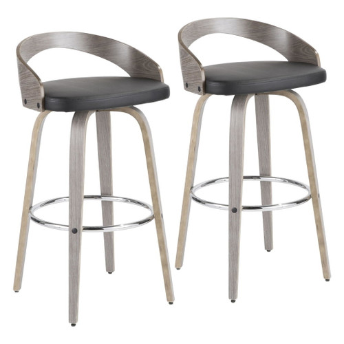 Grotto - 30" Fixed-Height Barstool (Set of 2) - Dark Gray And Gray