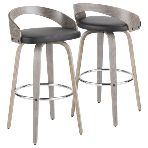 Grotto - 30" Fixed-Height Barstool (Set of 2) - Dark Gray And Gray
