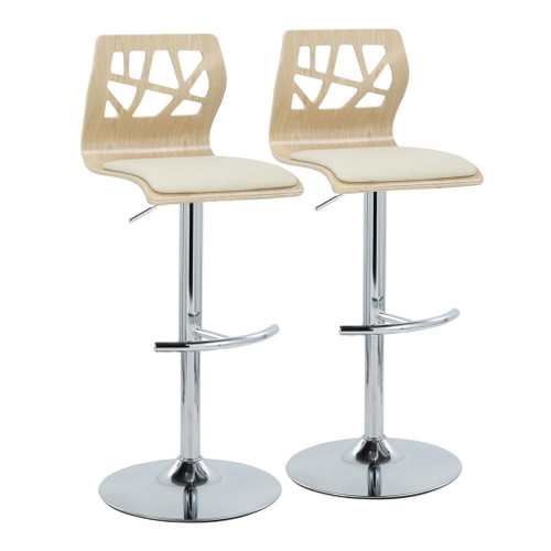 Folia - Adjustable Barstool (Set of 2) - Natural Wood
