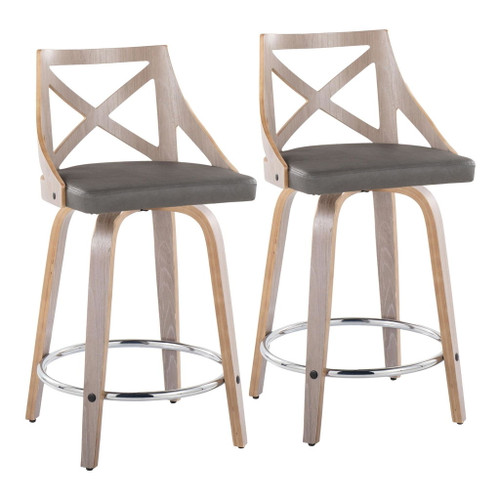 Charlotte - Farmhouse Fixed-Height Swivel Counter Stool (Set of 2)
