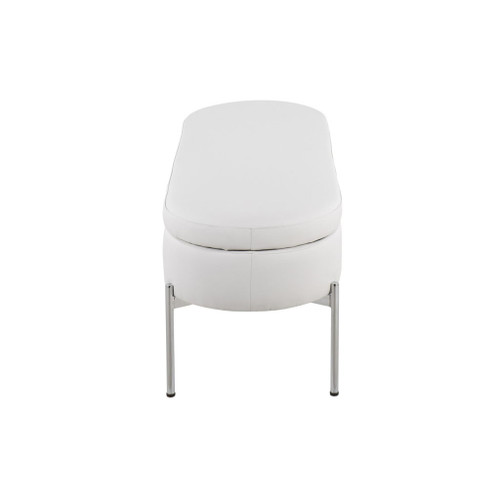 Chloe - Storage Bench - Chrome Metal And White Faux Leather
