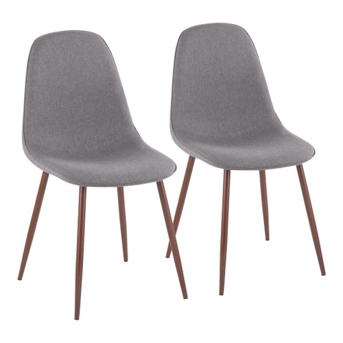 Pebble - Contemporary Chair (Set of 2) - Walnut Metal And Charcoal Fabric