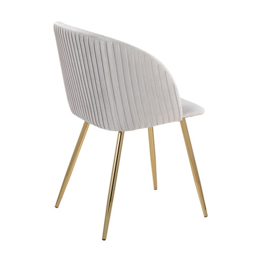 Fran - Pleated Chair (Set of 2) - Gold Metal And Pleated Silver Velvet